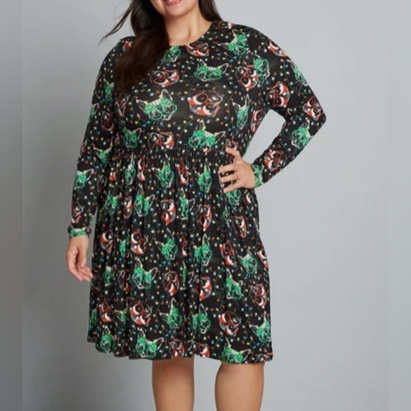 ModCloth Holiday Cat and Dogs Print Dress Medium NWT - Picture 2 of 11
